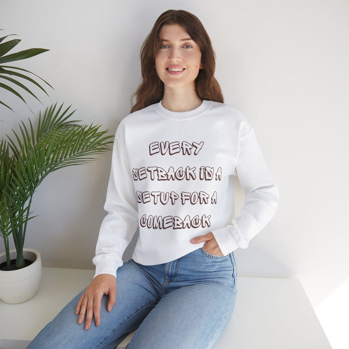 Setback Comeback Top, Quote Crewneck Sweat, Resilience Jumper, Motivate Blend, Inspire Sweatshirt, Recovery Crew, Strong Message Top