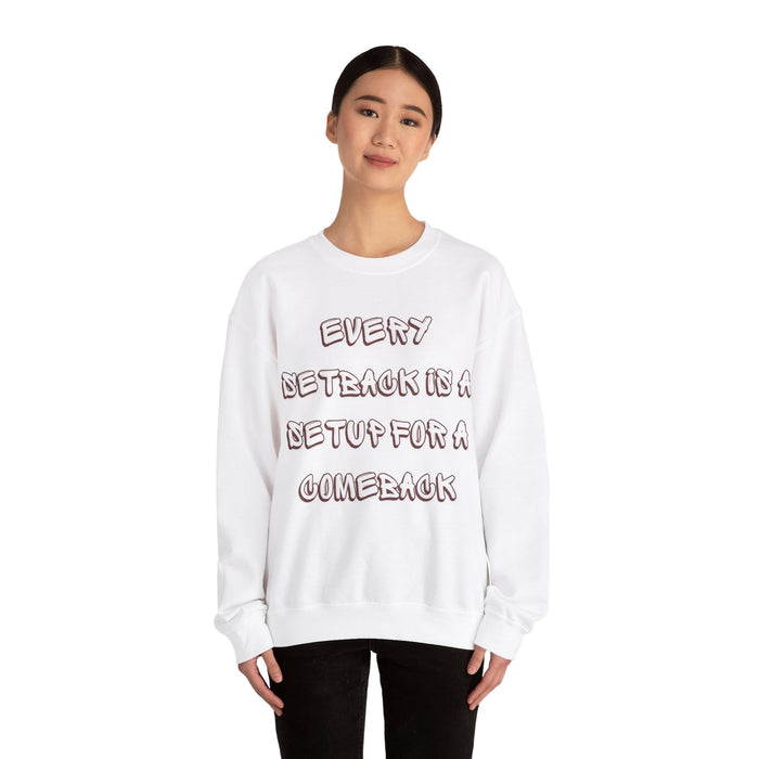 Setback Comeback Top, Quote Crewneck Sweat, Resilience Jumper, Motivate Blend, Inspire Sweatshirt, Recovery Crew, Strong Message Top