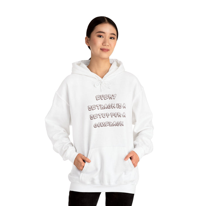 Setback Comeback Hoodie, Quote Blend Pullover, Resilience Jumper, Motivate Hooded Top, Inspire Sweatshirt, Recovery Blend Hoodie,