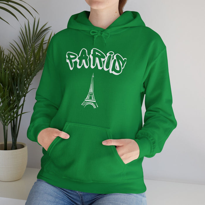 Paris Tower Hoodie, Unisex Hooded Top, Cityscape Print, Stylish Sweatshirt, Fashionable Wear, Urban Fashion, Cozy Hoodie